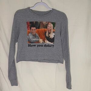 Friends Gray Cropped Sweatshirt with Graphic Print